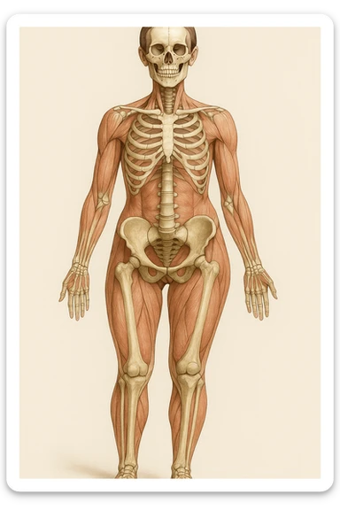 Donna vista anatomicamente con fianchi asimmetrici sticker