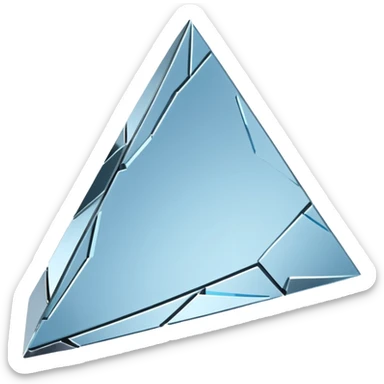 broken mirror shard emoji, sharp chrome edges, high contrast reflections, futuristic minimal 3D style, isolated on white sticker