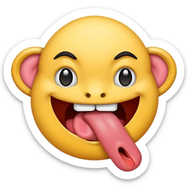 Tongue sticking out between twofingers sticker