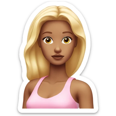 sad blonde girl depressed light light pink Barbie sticker