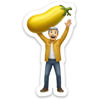 Man waving yellow eggplant  sticker