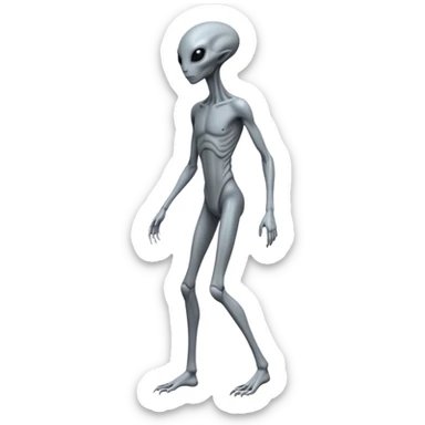 fullbody humanoid gray alien direct sideview sticker