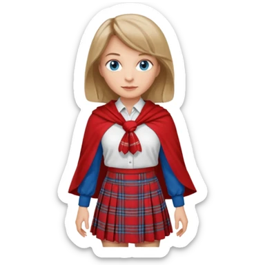 midle  aged female with Scottish red attire and dark blonde hair and blue eyes sticker