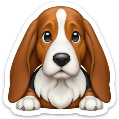 black and white basset hound sticker