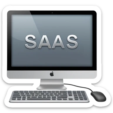 technical looking computer with text "SaaS" sticker