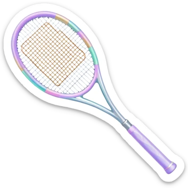 Pastel white  iridescent glass crystal tennis racket sticker