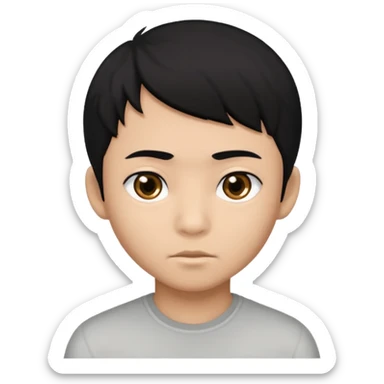 Dark Asian boy with black hair black eyes sticker