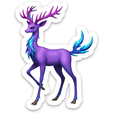 Pokemon legendary cian and purple  xerneas sticker