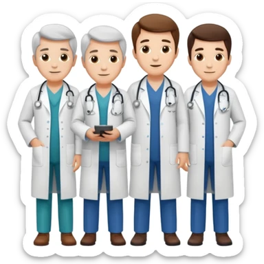 5 doctor staff all men make the differ in age make some space between em sticker