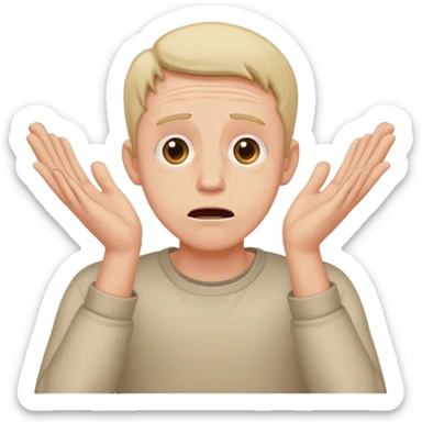 anxious man desperately begging with outstretched arms and pleading expression saying please don't leave me sticker