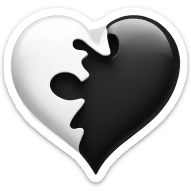 Half white half black heart where left half is white sticker