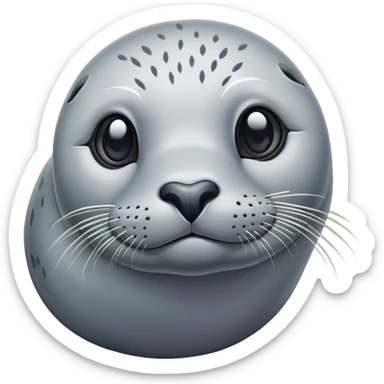 Cinematic Noble harbour seal Portrait Emoji, Poised and streamlined, with a sleek, smooth body of glossy, muted hues and expressive, dark eyes complemented by a rounded, agile head, Simplified yet sharp and sophisticated features, highly detailed, glowing with a soft, maritime luminescence, high shine, intelligent and graceful, stylized with an air of coastal authority, focused and alert, soft glowing outline, capturing the essence of a watchful marine guardian that appears ready to glide out of the screen with effortless authority! sticker
