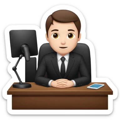 Business man sitting at a desk sticker