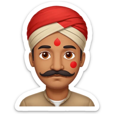 indian man with mustache red dot sticker