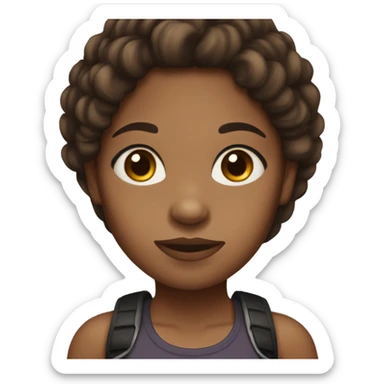 Light Brown skin colored girl with black and brown hair, brown eyes sticker