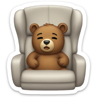 a bear sleeping in a car seat  sticker