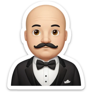 fat Bald guy with thick black mustache & bow tie sticker