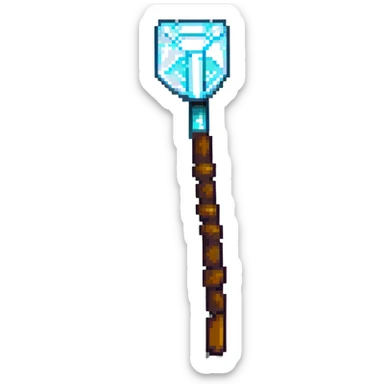 Minecraft diamond hoe with brown handle sticker