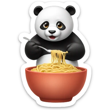 A panda eating a bowl of spaghetti  sticker