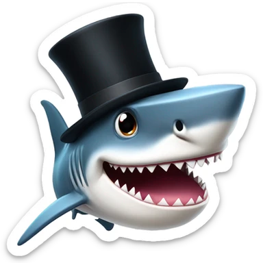 Shark with a top hat sticker