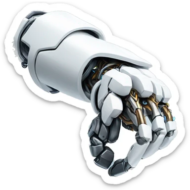 White mechanical cyborg arm and bicep sticker
