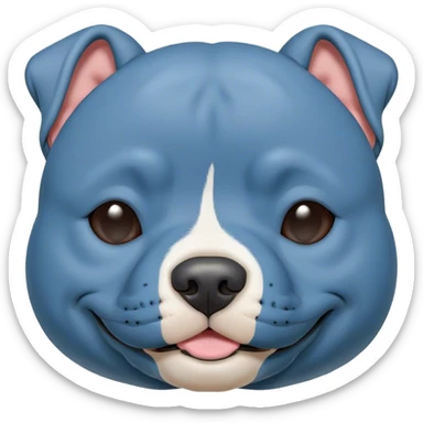 Meme-Worthy Cute Sleeping Blue Staffordshire Bull Terrier Portrait Emoji, Head resting peacefully with a contented smile, showcasing a delightfully compact build and a luxuriously soft blue Fur, eyes shut in a serene nap, Simplified yet hilariously adorable features, highly detailed, glowing with a soft, drowsy light, high shine, relaxed and utterly lovable, stylized with an air of playful laziness, bright and heartwarming, soft glowing outline, capturing the essence of a comically sleepy guardian, so meme-worthy it feels like it could instantly become the next viral sensation of adorable slumber! sticker
