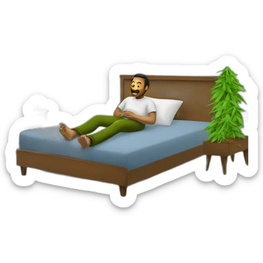 a men who somke weed on a bed sticker