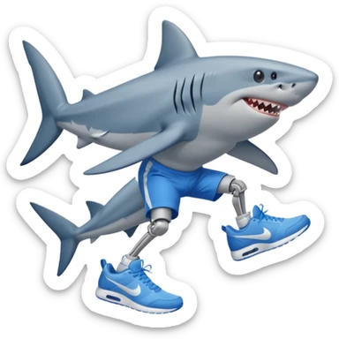 Shark with legs wearing blue Nikes and nothing else  sticker