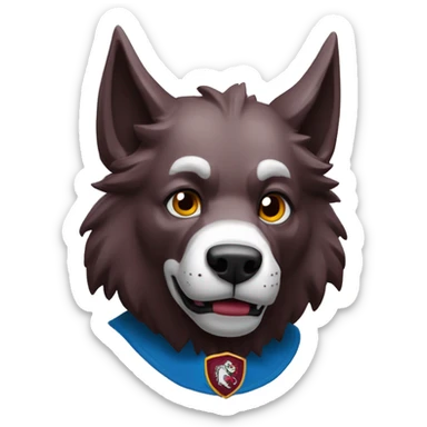 lobo con camisa vinotinto y escudo de la universidad libre  sticker