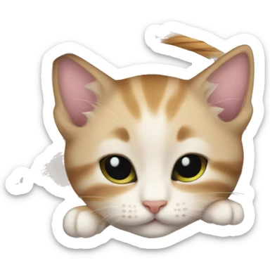 Kitten curled up in a basket sticker