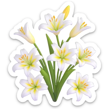 detailed white lily flower with yellow stamen sticker