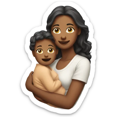a mother with her baby on her back sticker