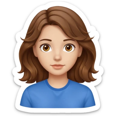 brown hair, hazel eyes, blue shirt, wavy hair pretty girl sticker