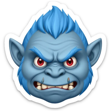 Troll blue  face sticker