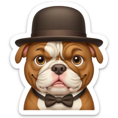 bulldog with a monocle and bowler hat sticker