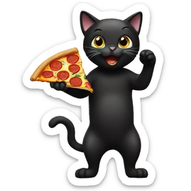 Black cat eating pizza sticker