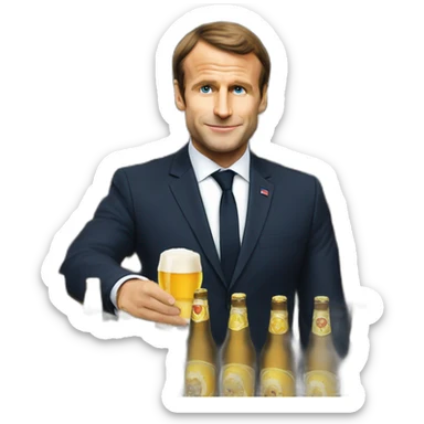 Macron qui boit une bière sticker