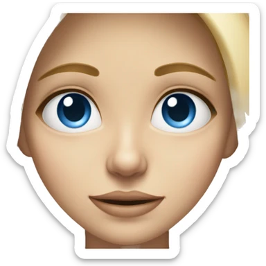 blonde girl portrait looking at viewer without lines on forhead and bleu eyes sticker