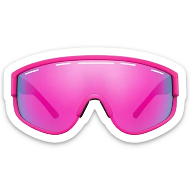 sporty neon pink shield visor sunglasses with thick frame and integrated strap, extremely robust design, substantial build, one-piece mirrored lens sticker