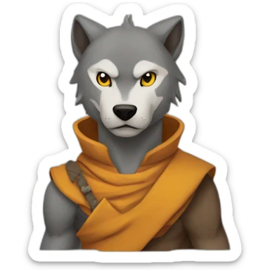 Wolf as a aang the airbender sticker