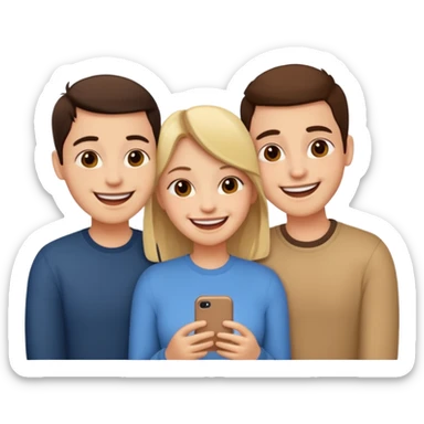 Three friends talking each other sticker
