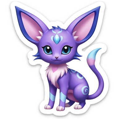 Shiny Exotic Cute Adorable Majestic Espeon-Purrloin-Mew-Meowstic-Hybrid-Creature with pattern-markings sticker