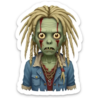 Zombie with dreadlocks sticker