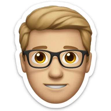  Guy with sharp nose blue eyes square glasses and straight light brown hair  sticker