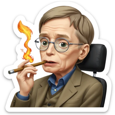 make an emoji of stephen hawking smoking weed, rolling his eyes like undertaker and spitting flames sticker