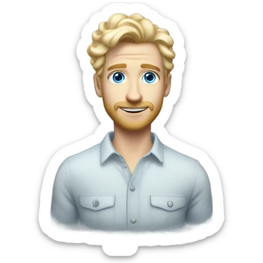 full body standing light curl blonde 30yo man blue eyed pale skin sticker
