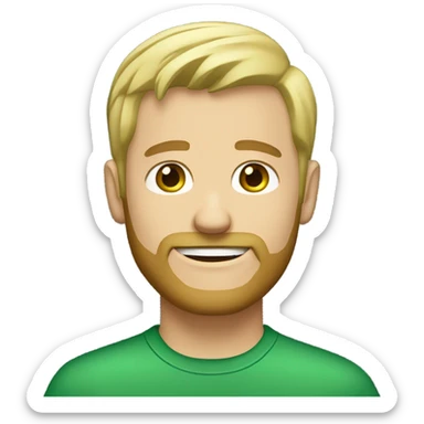 White blonde male with blonde beard wearing green shirt sticker