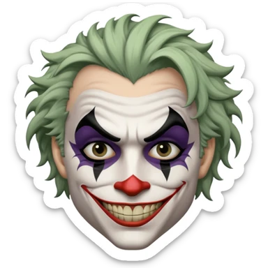 man with black and white joker makeup sticker