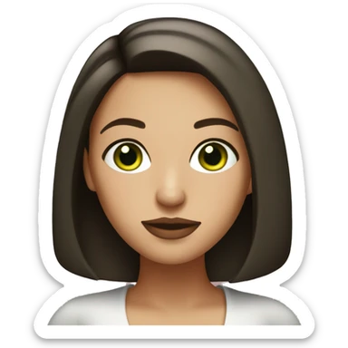 beautiful brunette with bob, green eyes and plump lips sticker