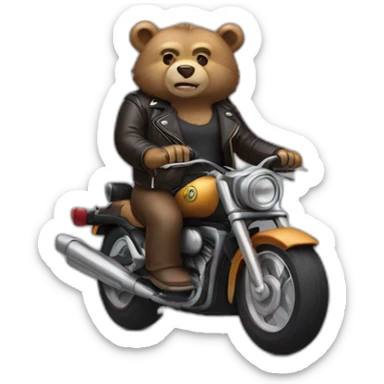 bear wearing a leather jacket on a motorcycle sticker